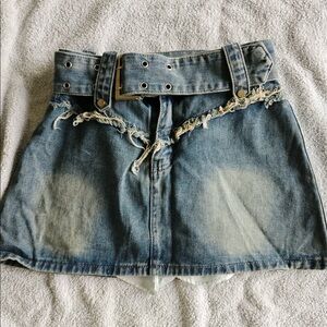 Mini denim skirt with belt